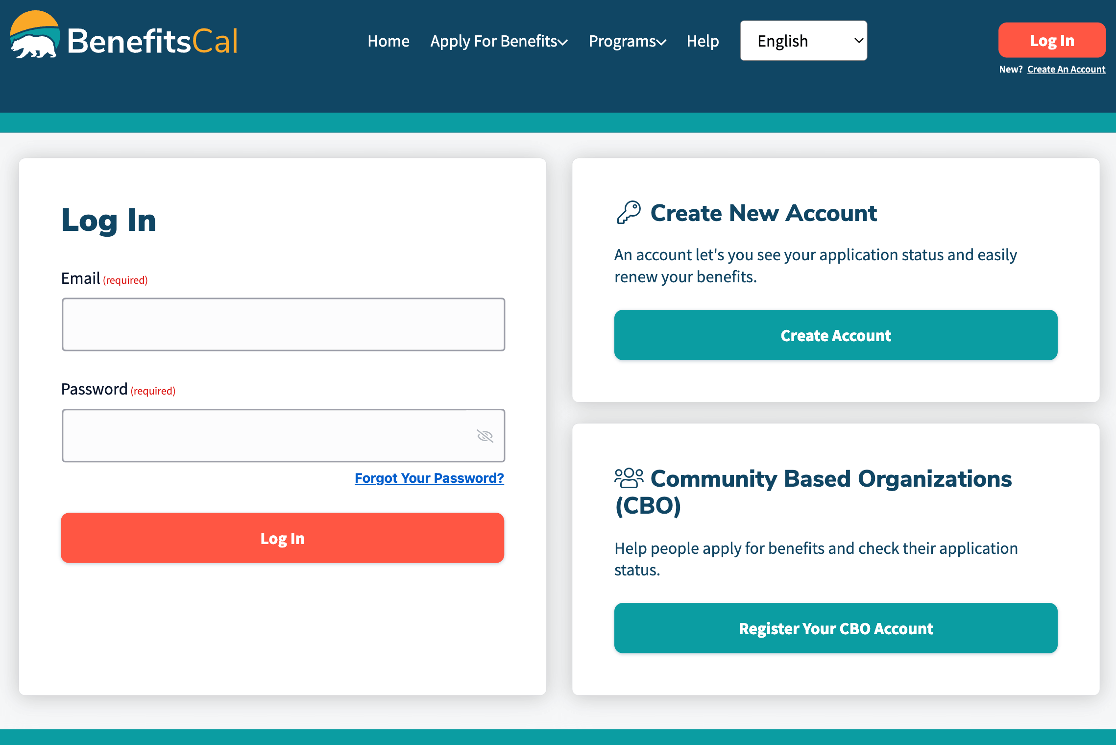 CalFresh Login Step 1: Click on Login button after entering the registered Username and Password