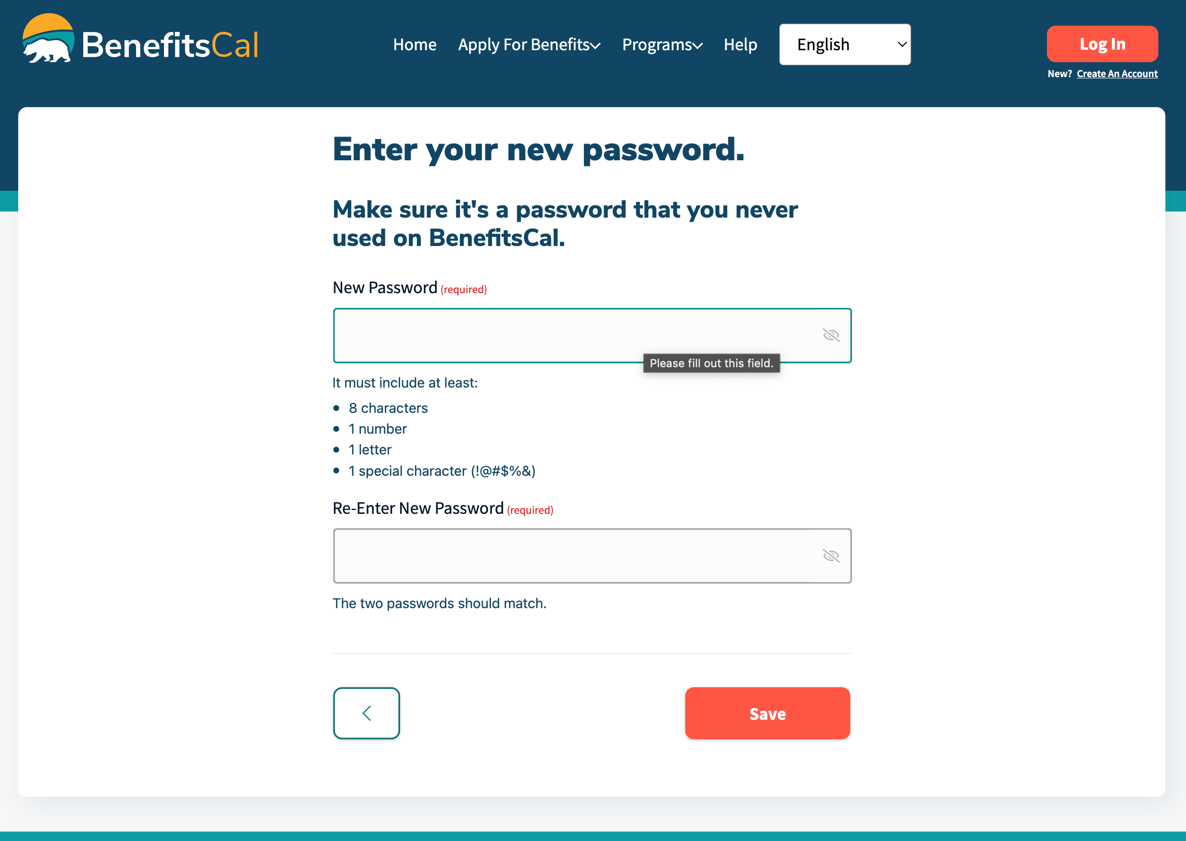 Forgot C4Yourself Password Step 5: Enter your new password